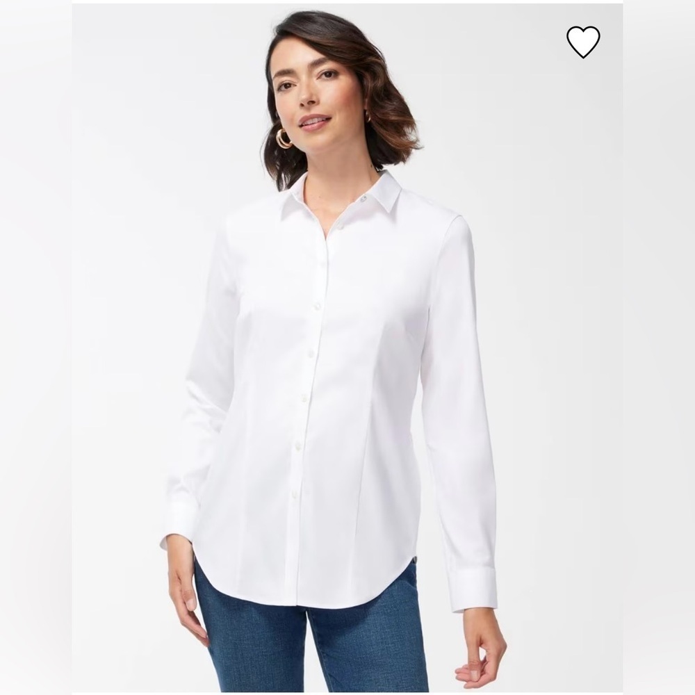 Chico’s NWT Effortless Caroline No-Iron Cotton Button-Up Shirt White Size 2